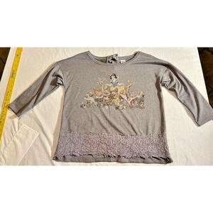Women's Disney Snow White 7 Dwarfs Grey Lace Trim LC Lauren Conrad Size Small
